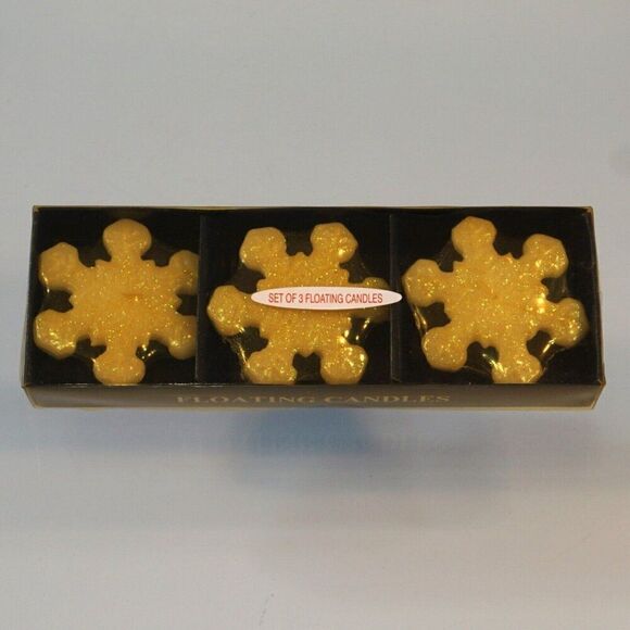 Vintage Stonia Creation Inc Floating Candles Christmas Snowflakes Set Of 3 - Picture 1 of 5